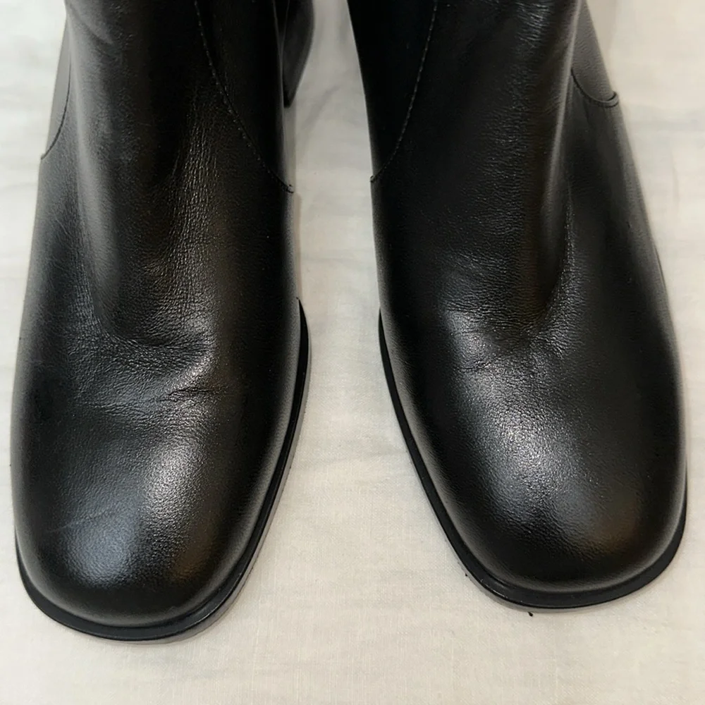 Elegant Stewart Weitzman Black Leather Ankle Boots with Inner Side Zipper NWOT - Picture 5 of 15